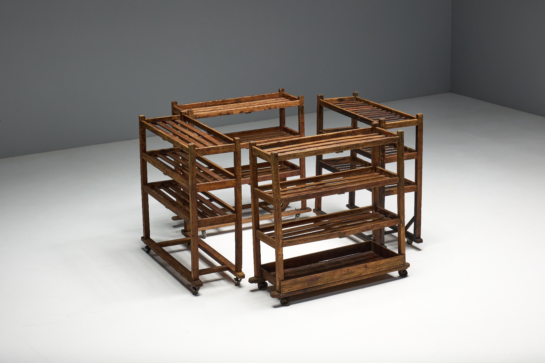 Handcrafted bakery rack with folk art qualities