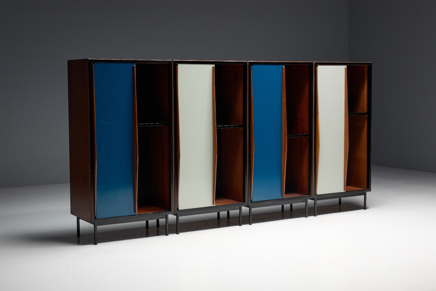Architectural modernist wardrobe from Belgium, 1950s