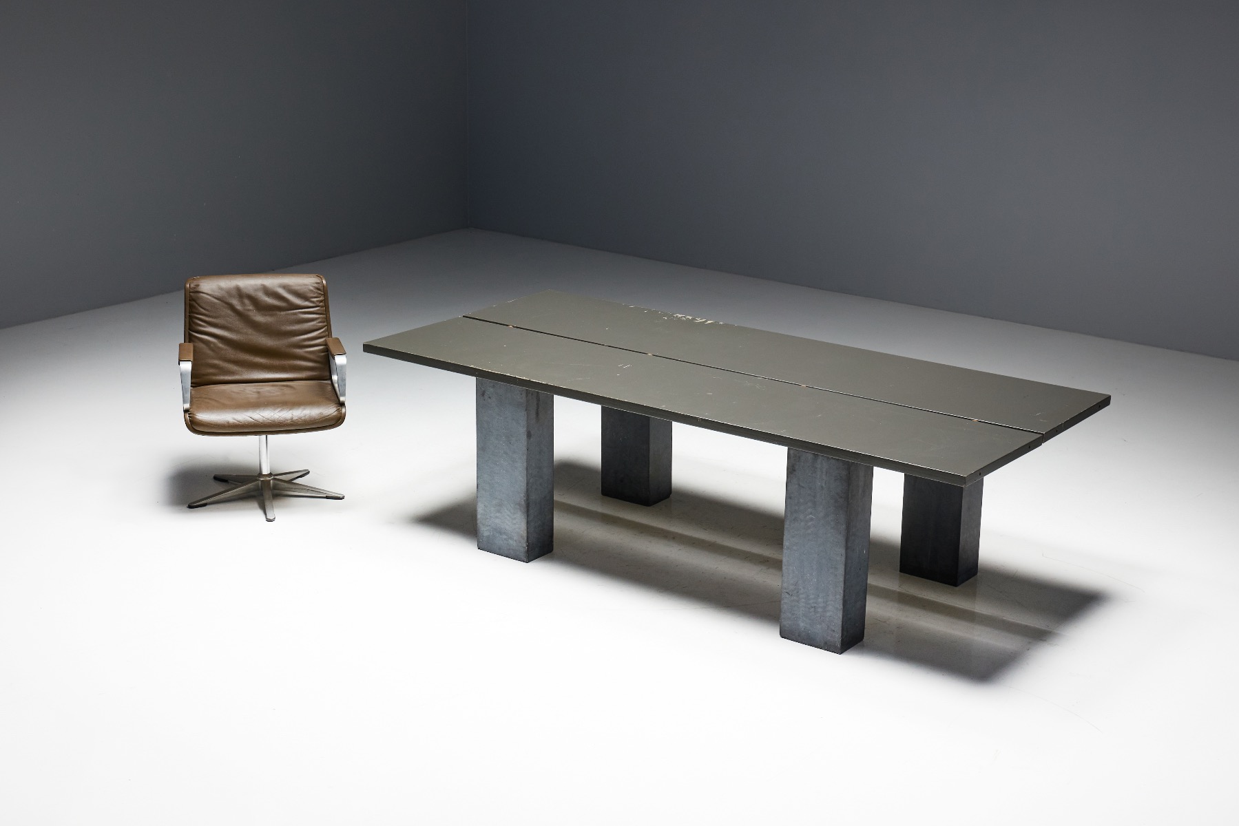 Bold 1970s stone base dining table