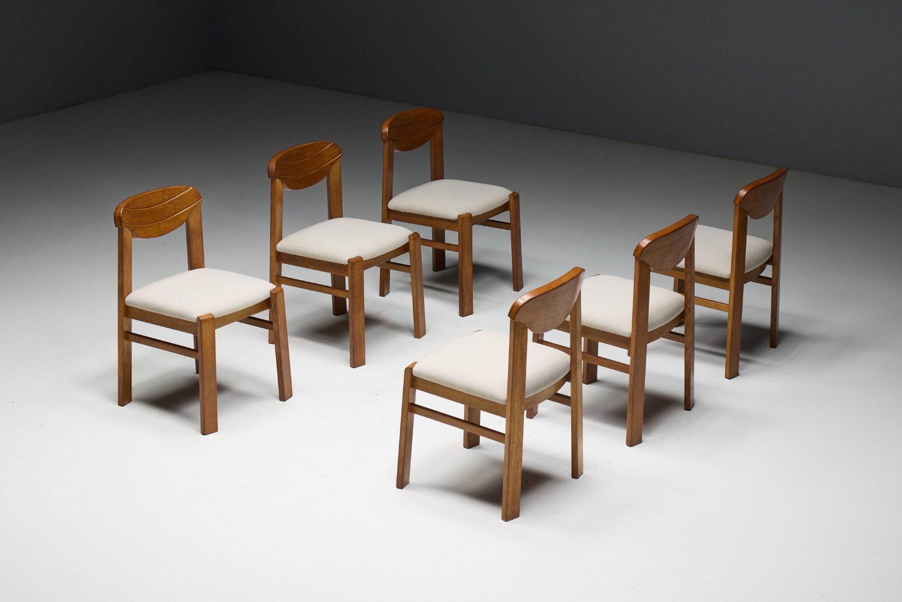 Vintage 1960s brutalist dining chairs ensemble