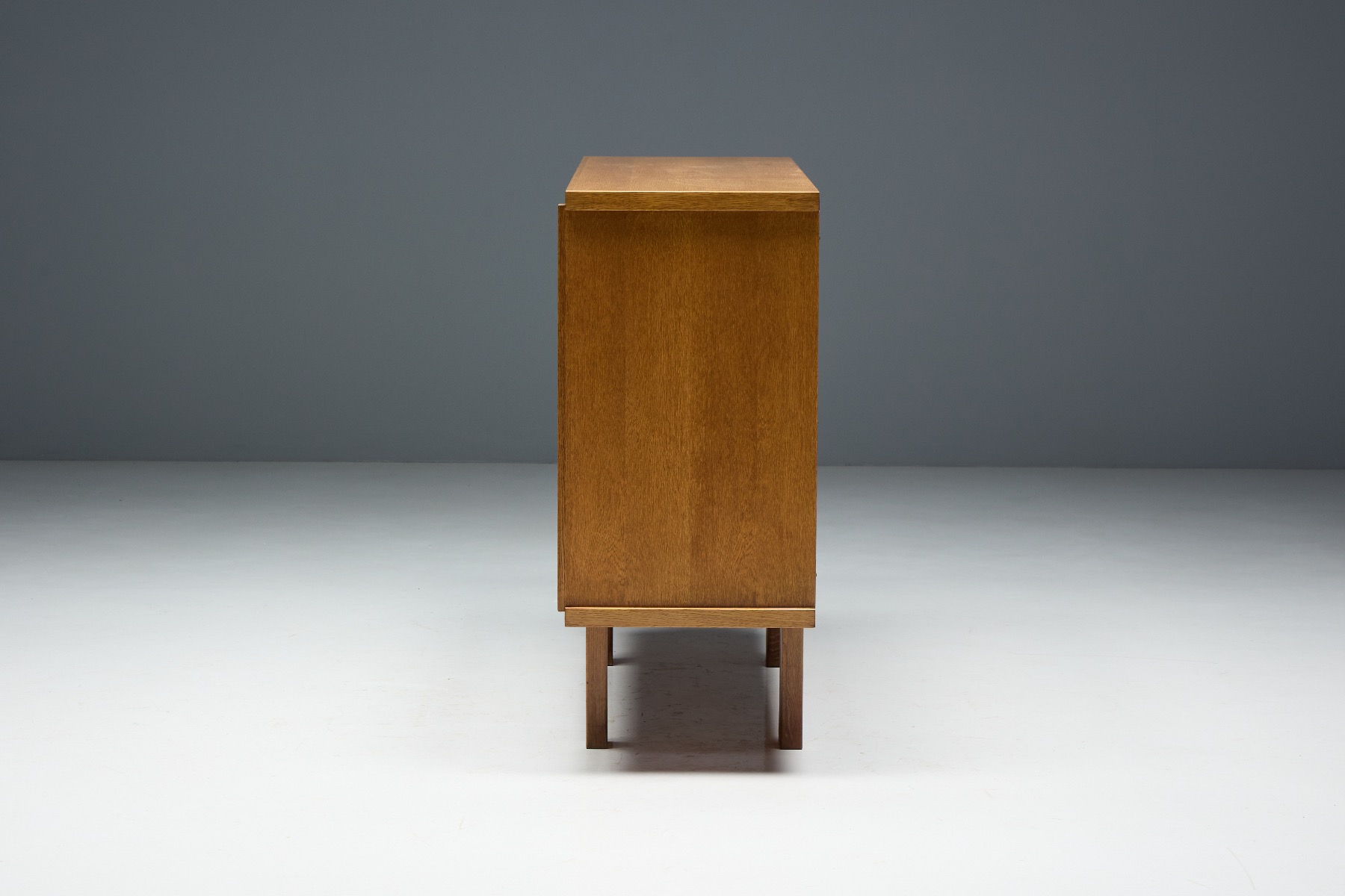 Classic brutalist oak cabinet with timeless mass