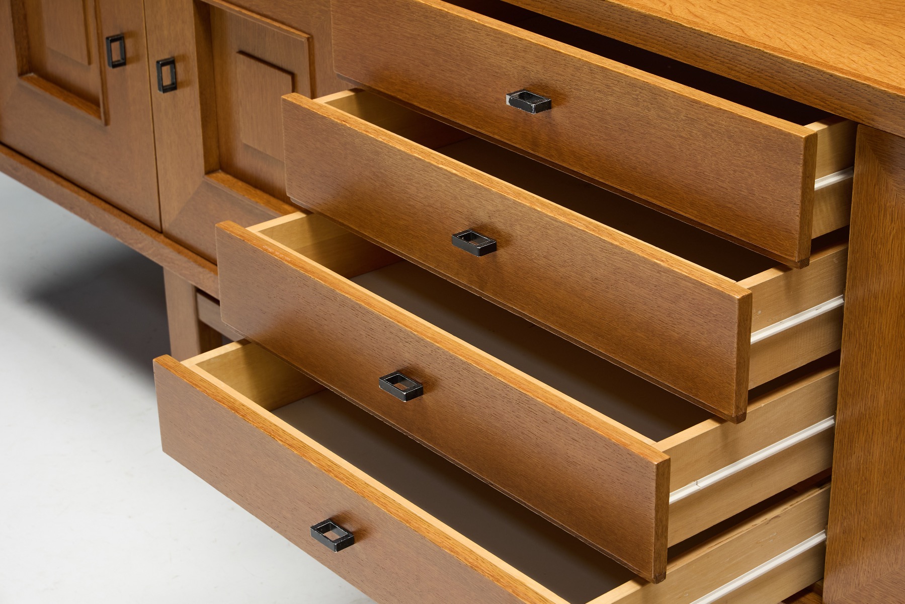 Classic brutalist oak sideboard with timeless mass