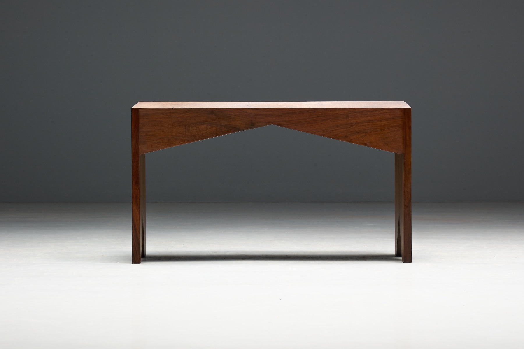 Clean line mid century walnut bench