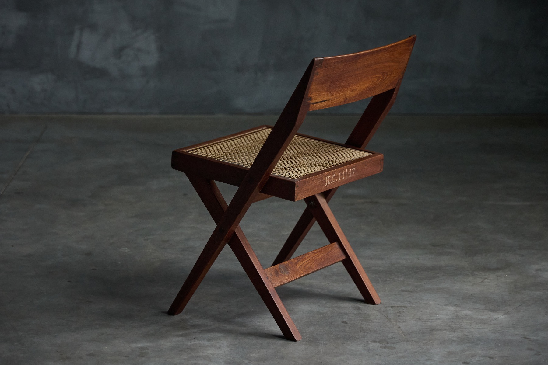 Collectible Pierre Jeanneret library chair from the 1950s
