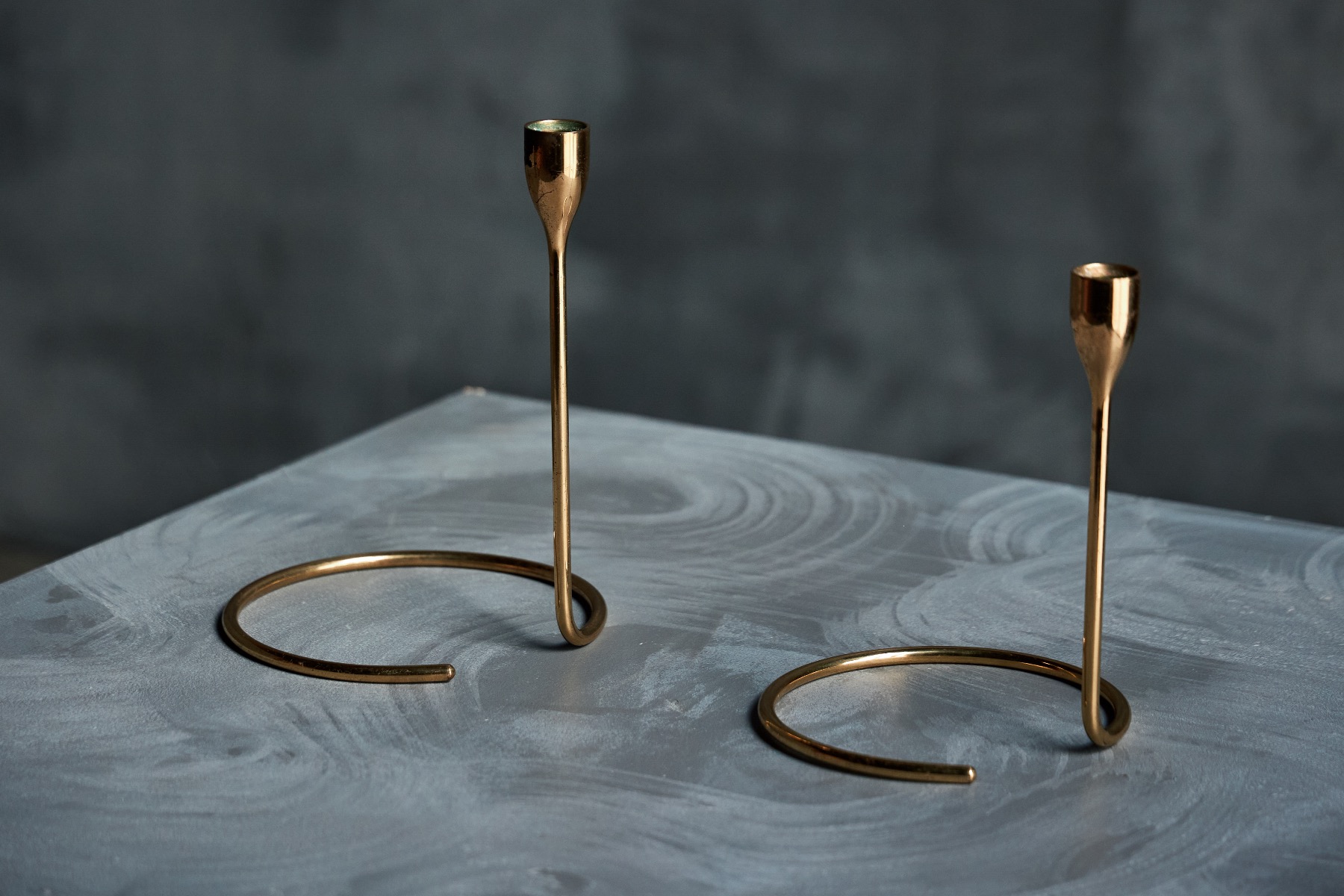 Elegant mid century brass candle stand