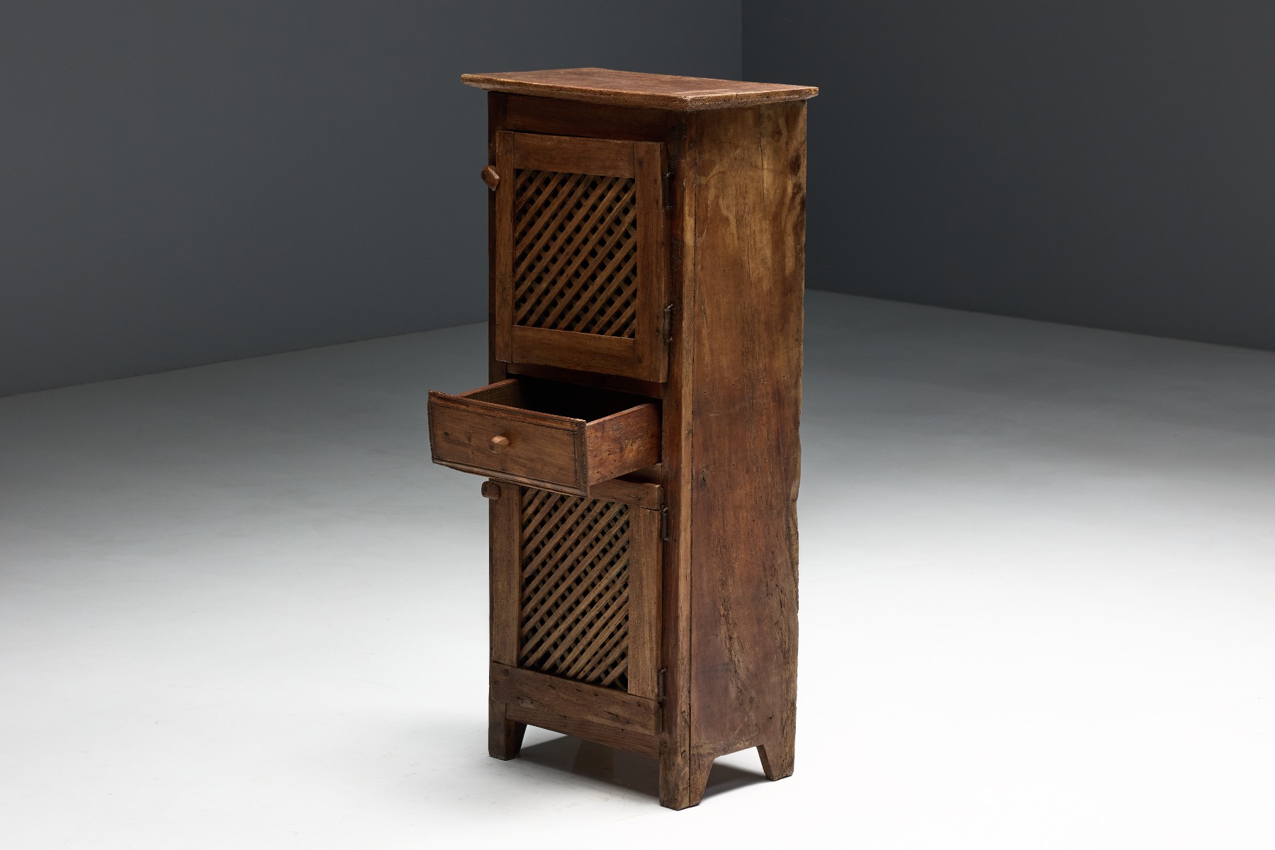 European rustic folk art cabinet from the 1800s