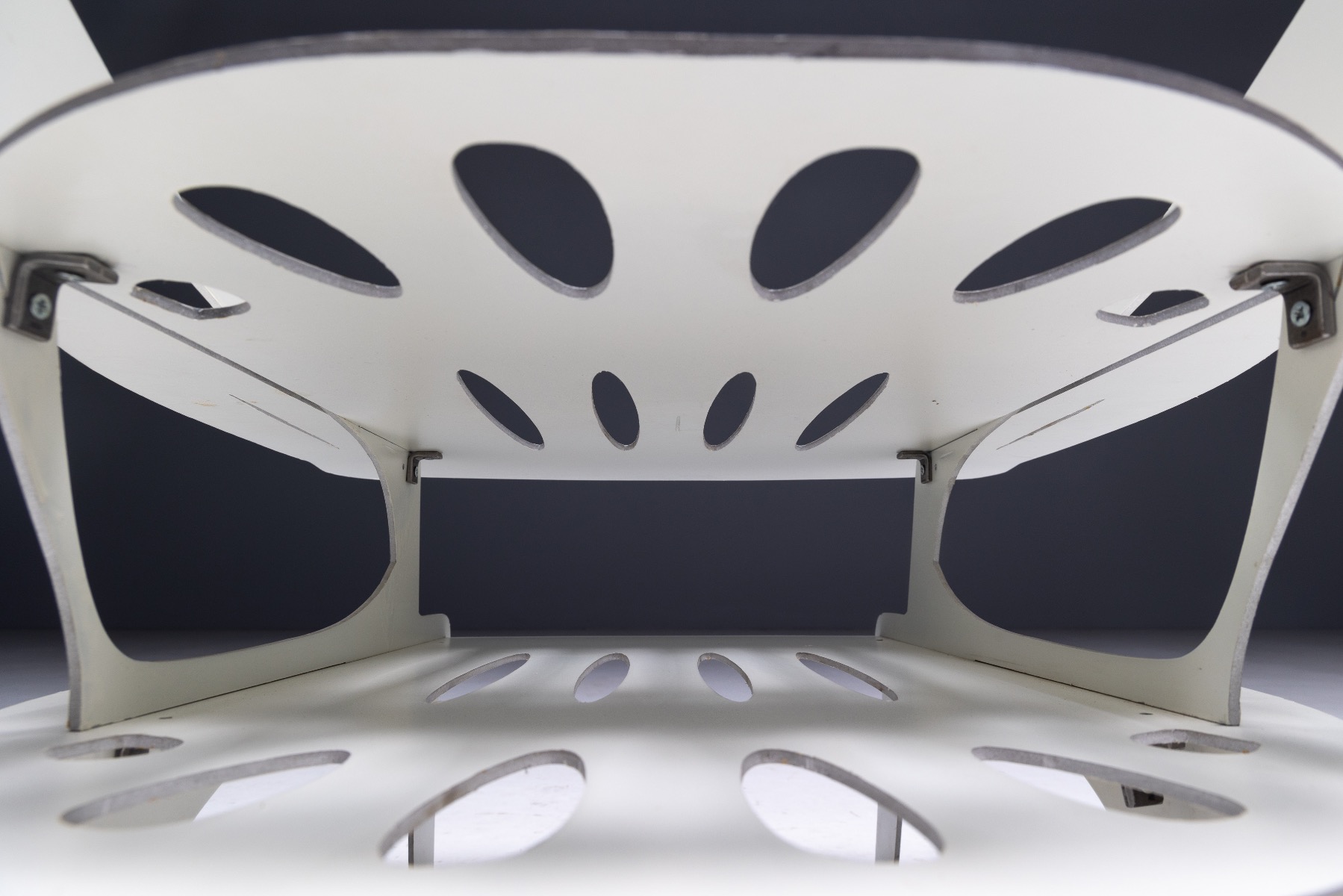 Flatscreen coffee table defined by pure modern lines