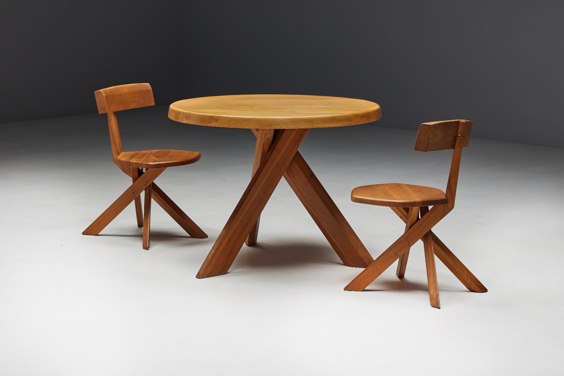French modernist S34 dining chairs by Pierre Chapo