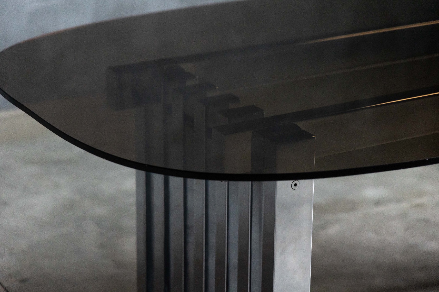 Vintage French chrome base dining table