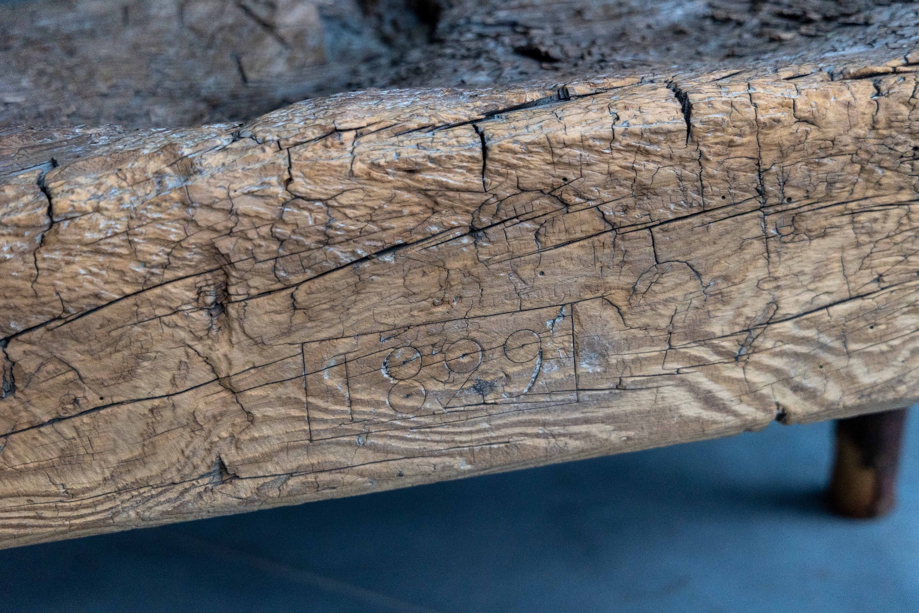 Primitive country bench from 1899