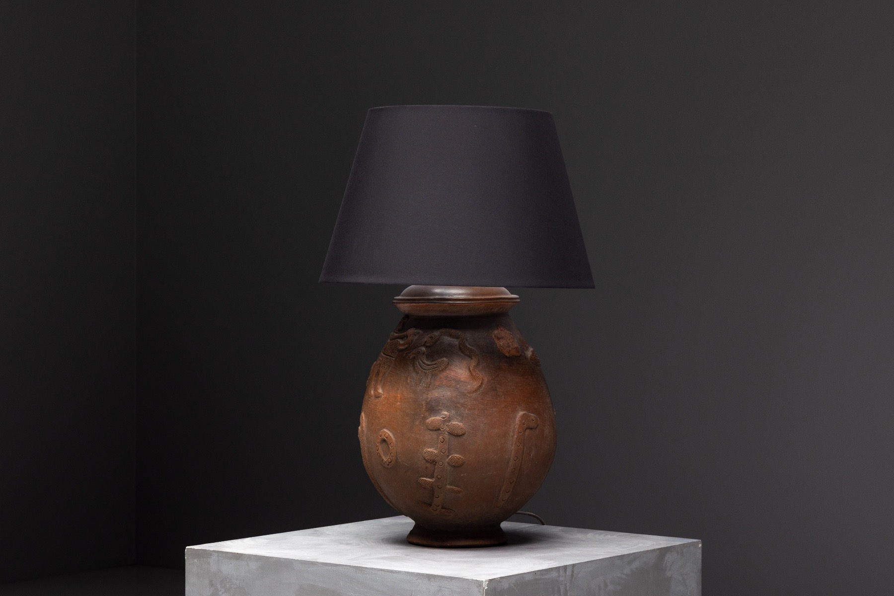 Mid century ceramic table lamp crafted by hand