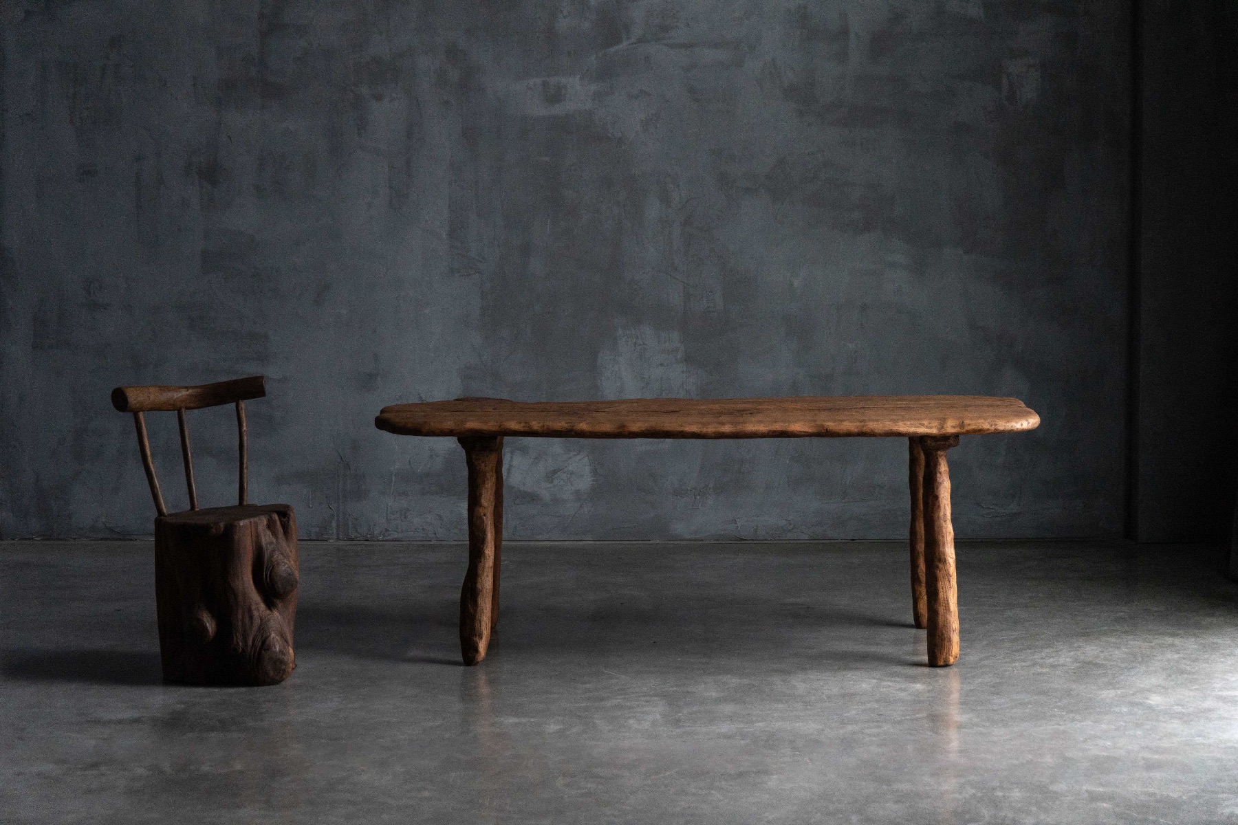 Natural form sculpted wooden table