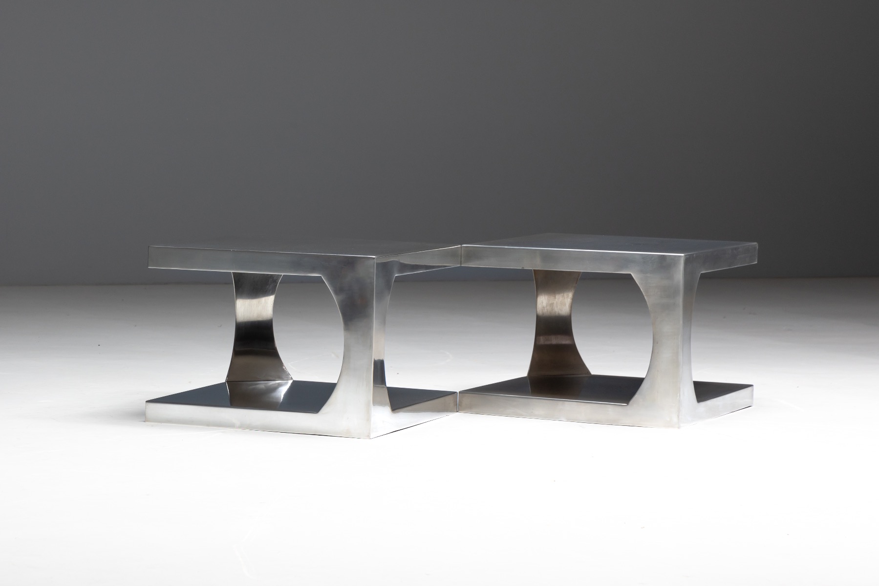 Modernist aluminum side table with minimalist construction