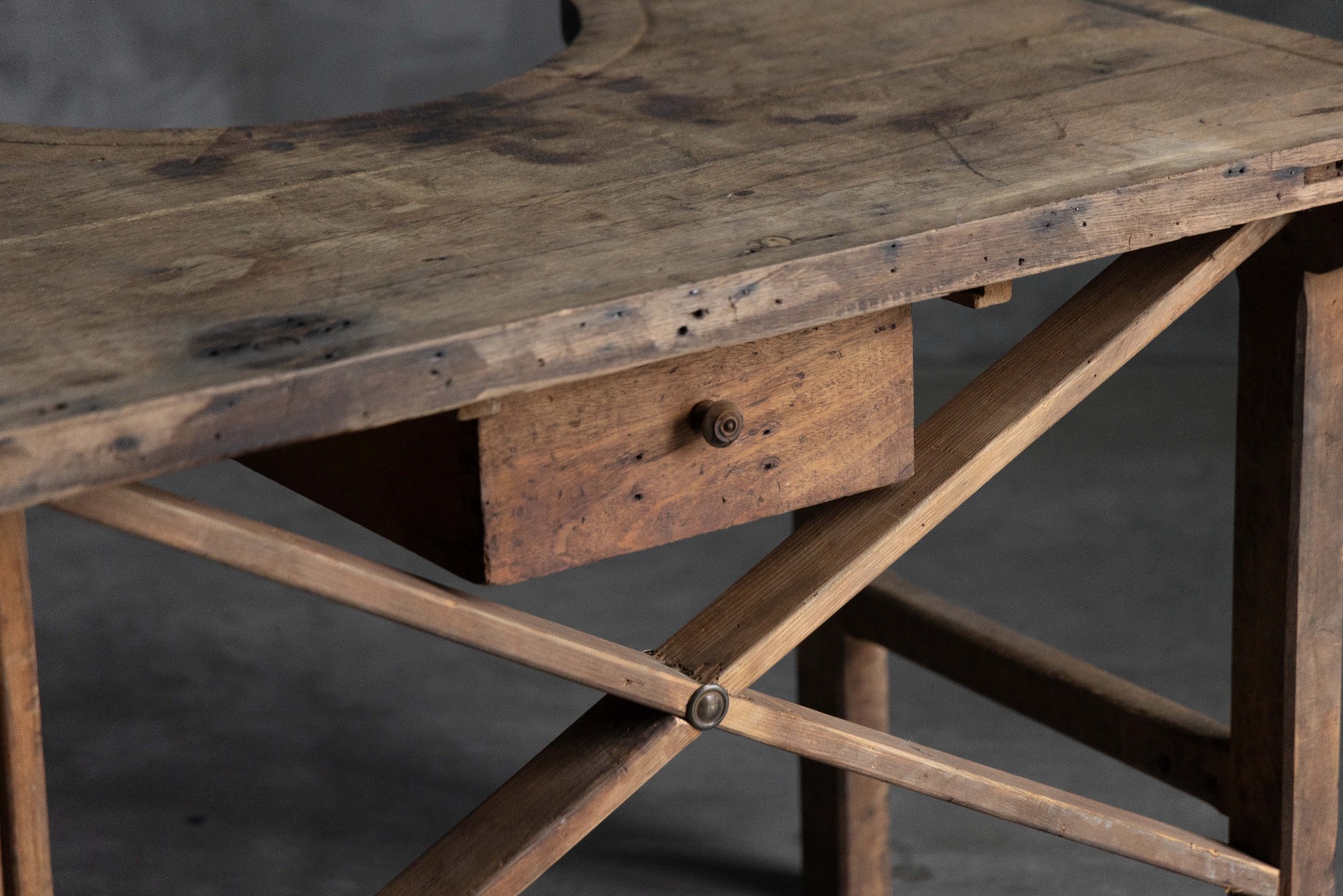 Museum level rustic jeweller’s workbench in wood