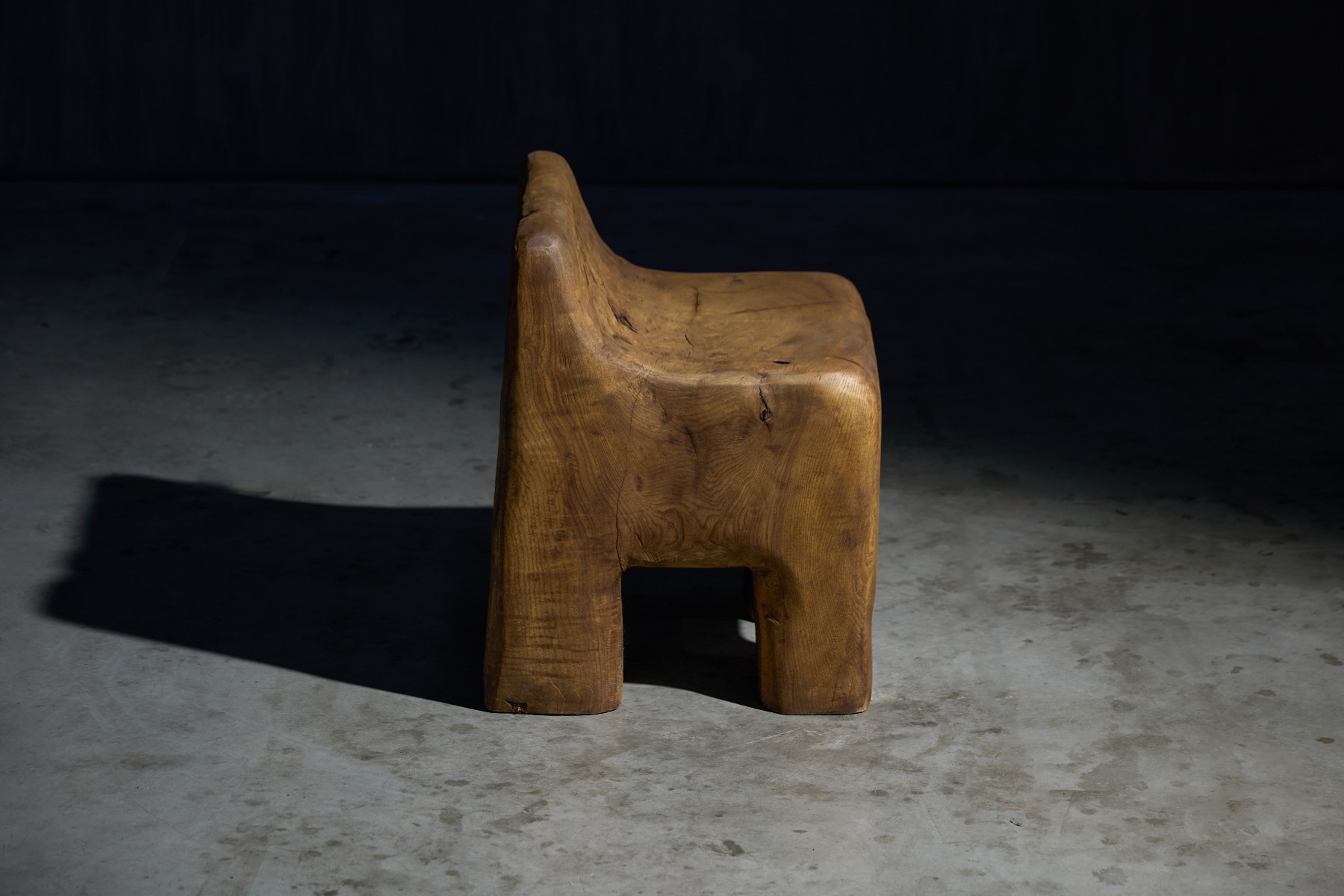 Bold modern wooden chair with sculptural presence