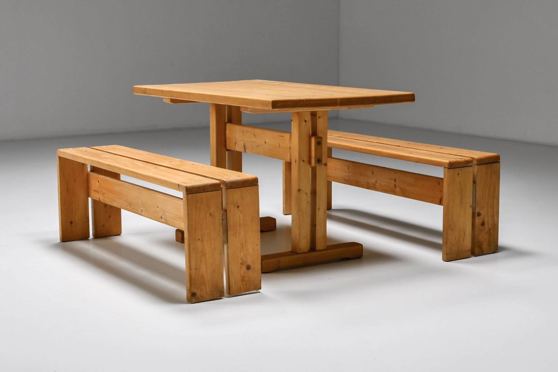 Refined Les Arcs three seat bench from the 1960s