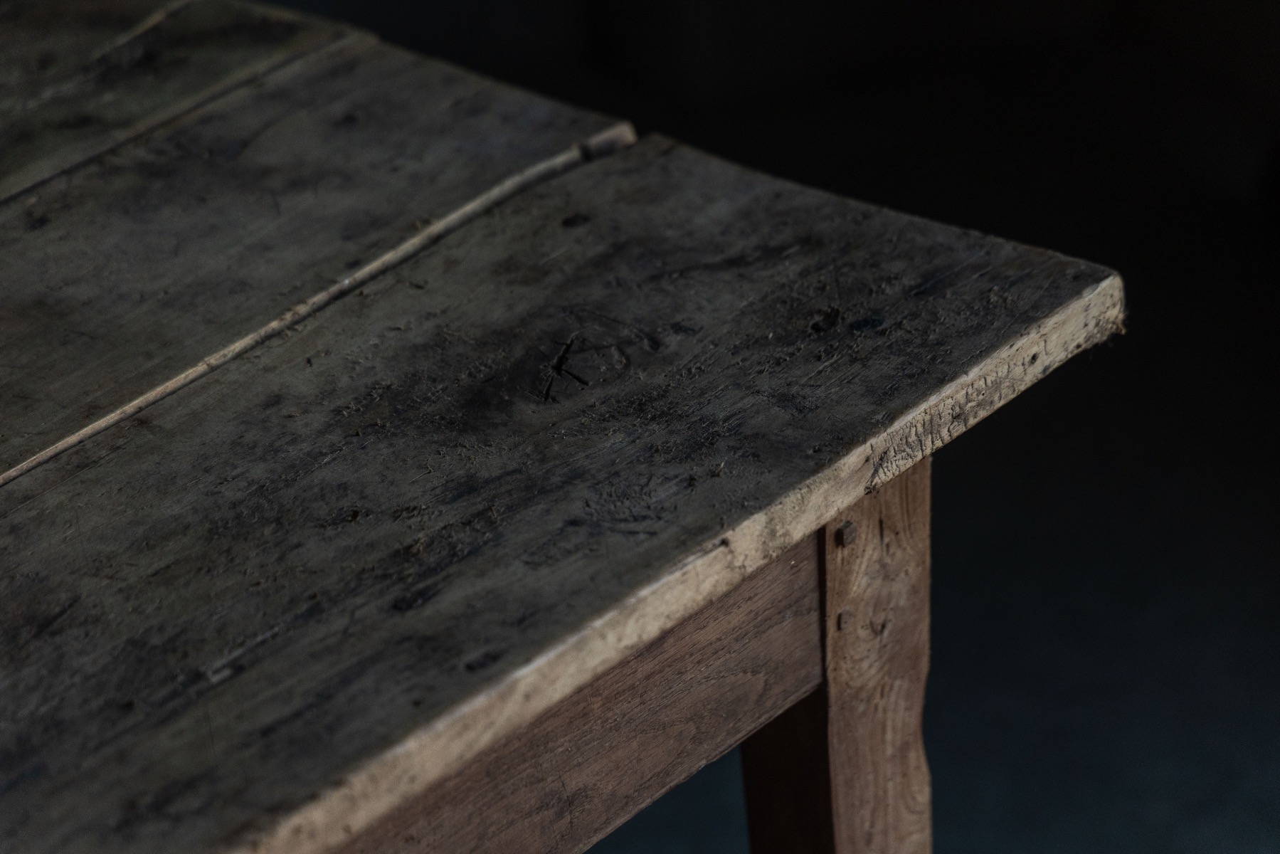 Rustic vernacular dining table in wood