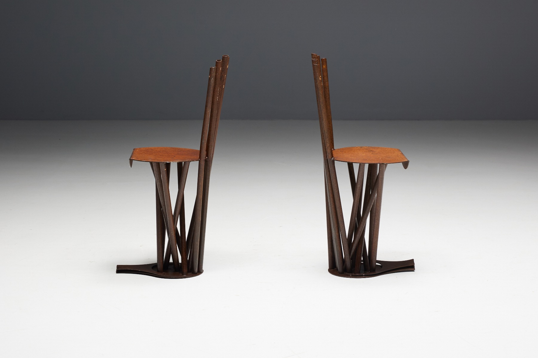 Rustic factory style chairs 1950s