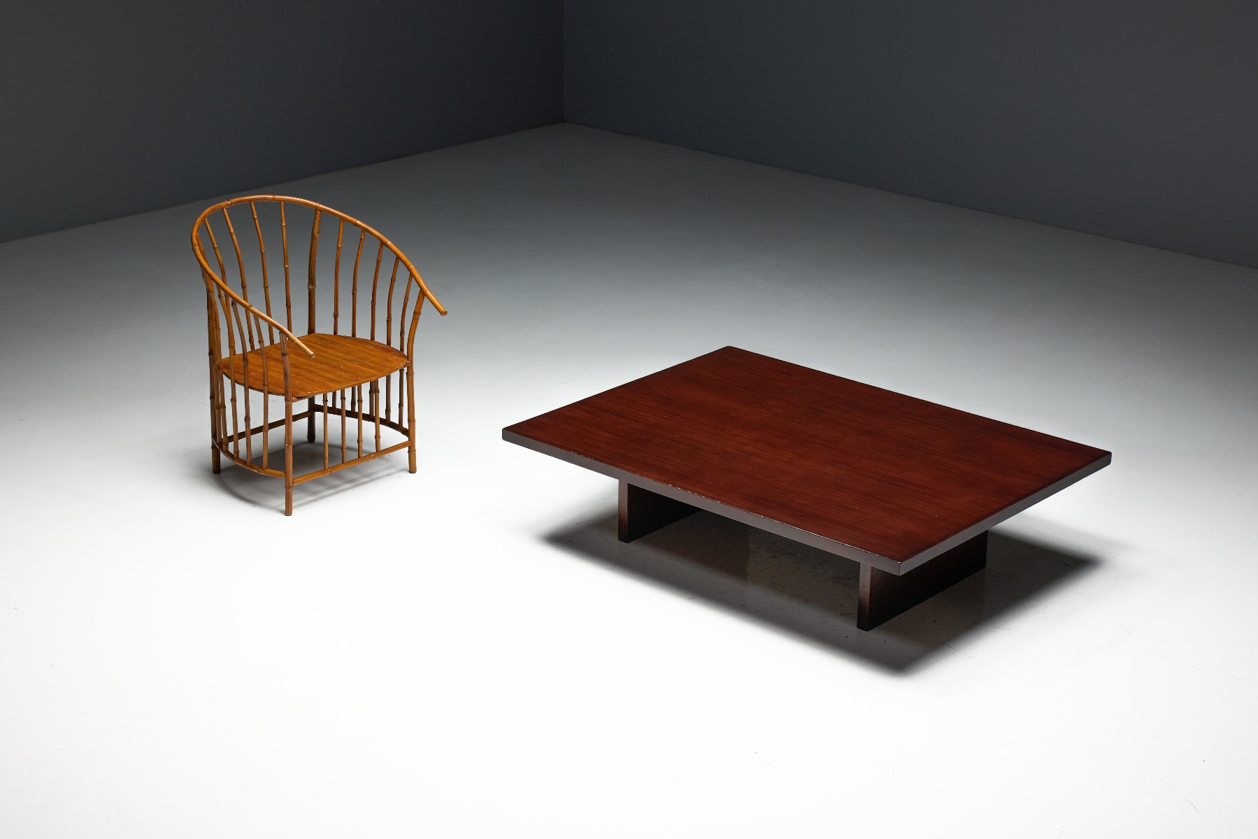 Vintage bamboo coffee table with organic design language