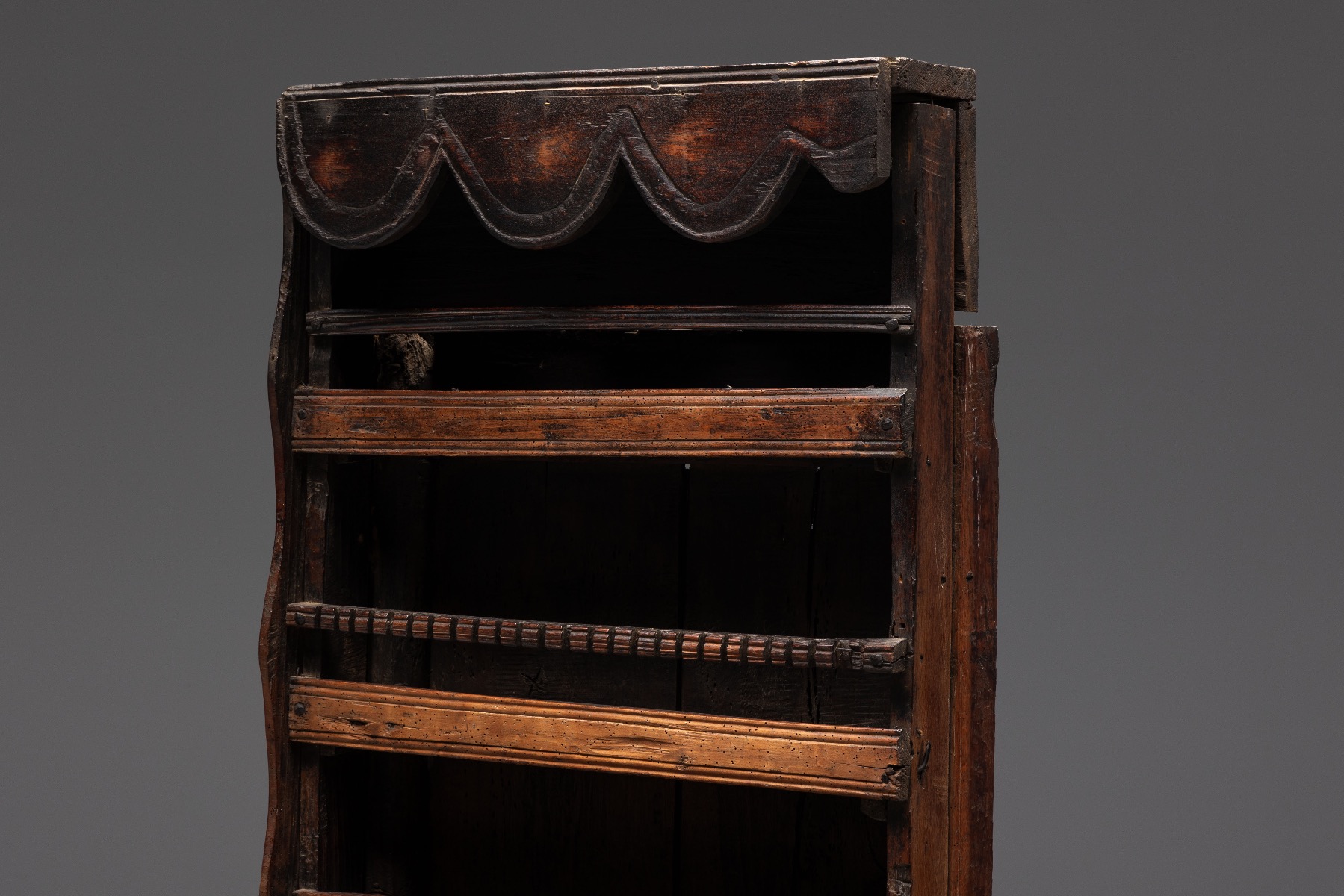 Rustic open shelving cupboard 19th century