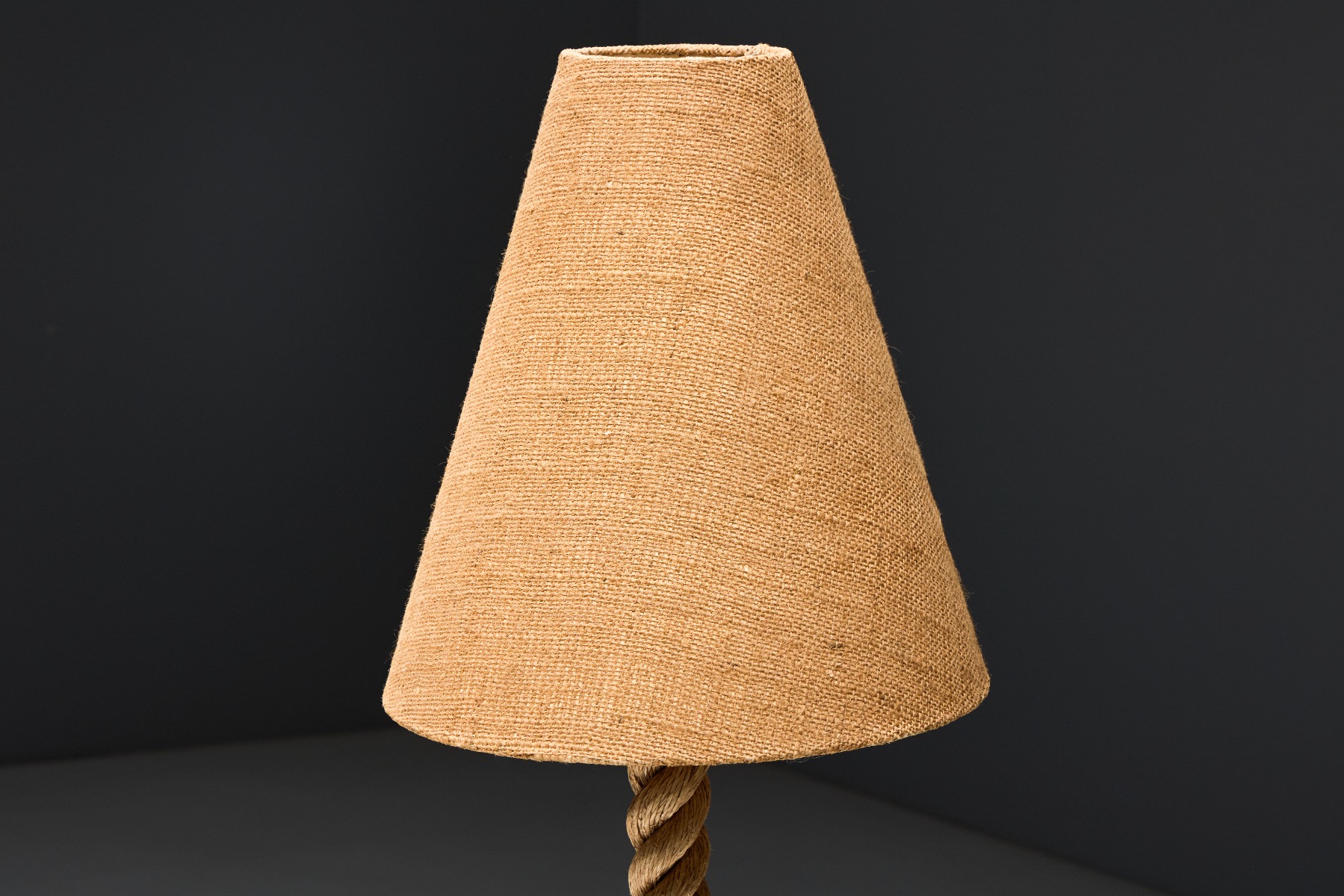 Seventies rope floor lamp with soft jute shade