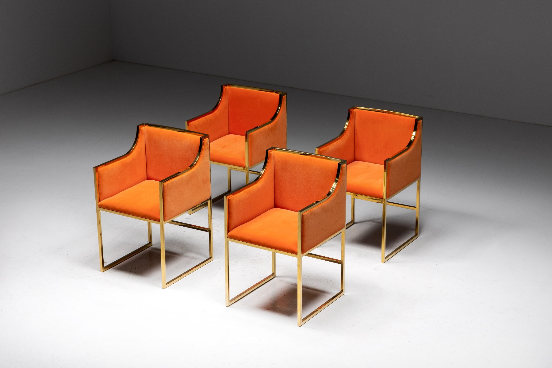 High end Maison Jansen brass armchairs
