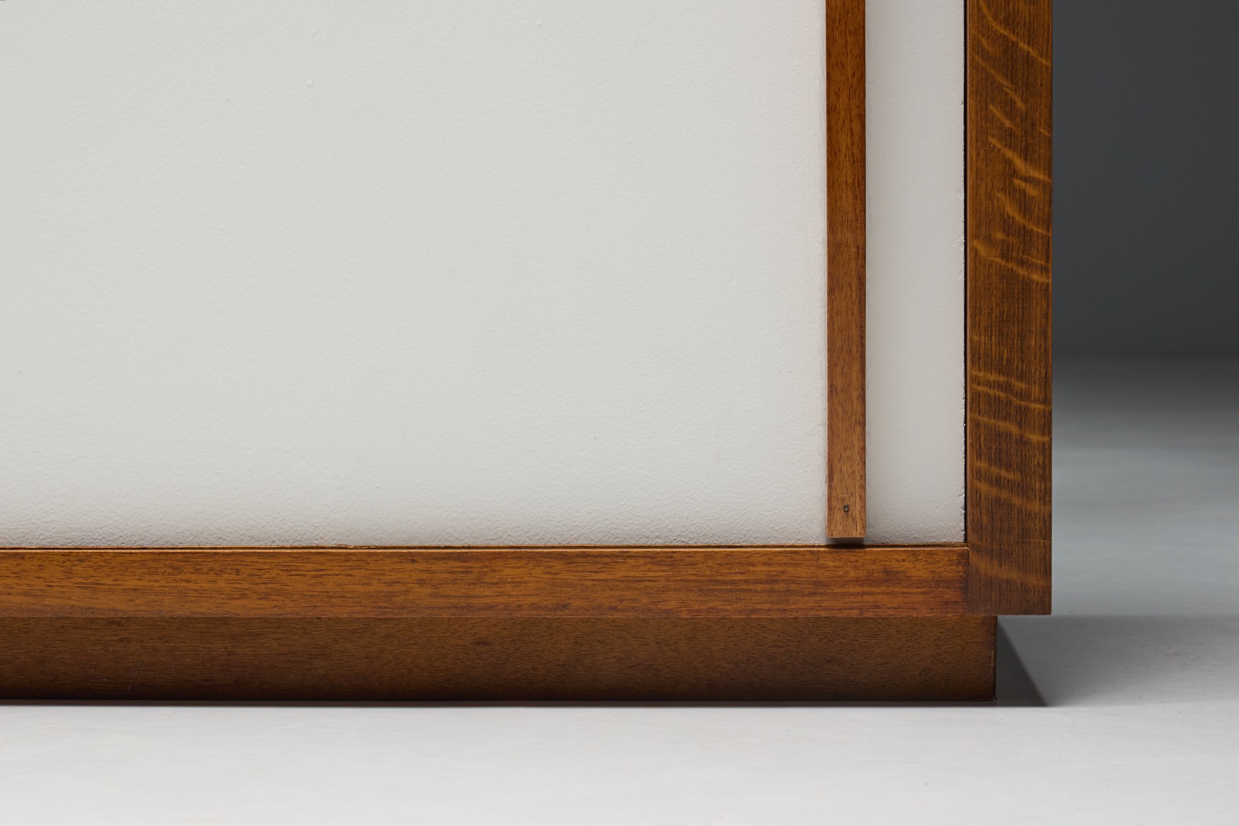 Modernist storage cabinet with integrated sliding panels by French designers 