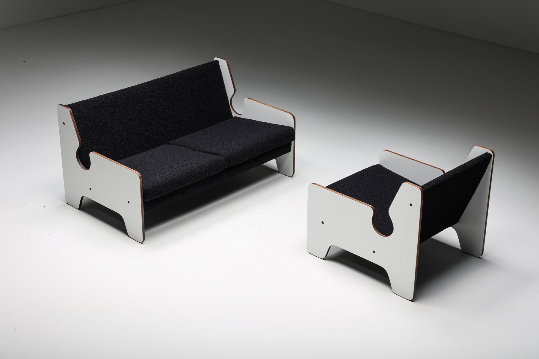Timeless black and white sofa in postmodern design
