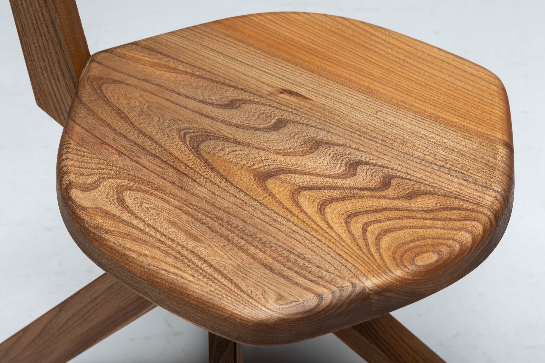 Timeless S34 dining chairs in solid wood by Pierre Chapo 1960s