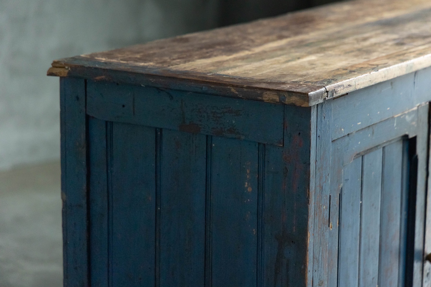 Historic blue folk art cabinet 19th century