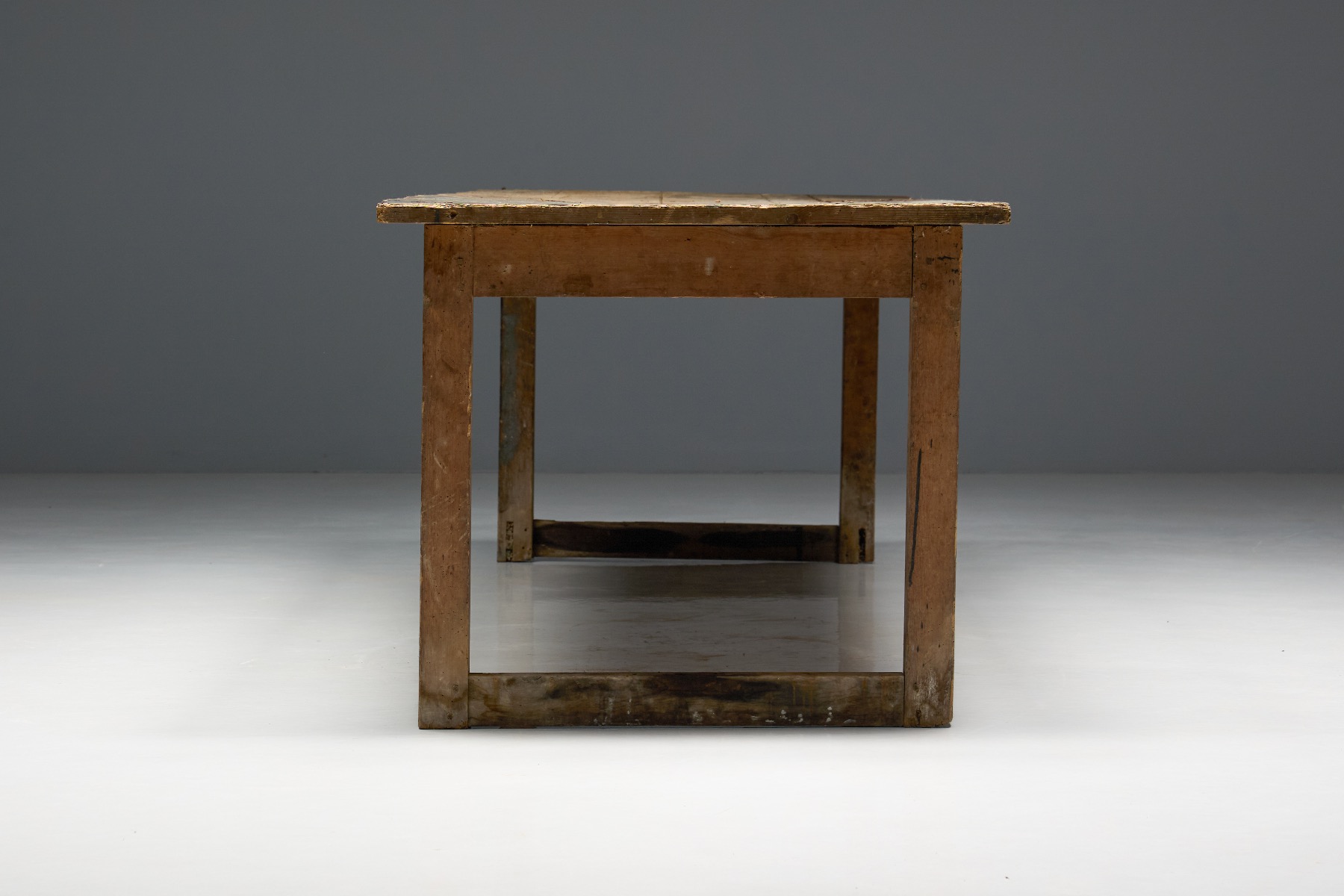Authentic primitive dining table from the early 20th century