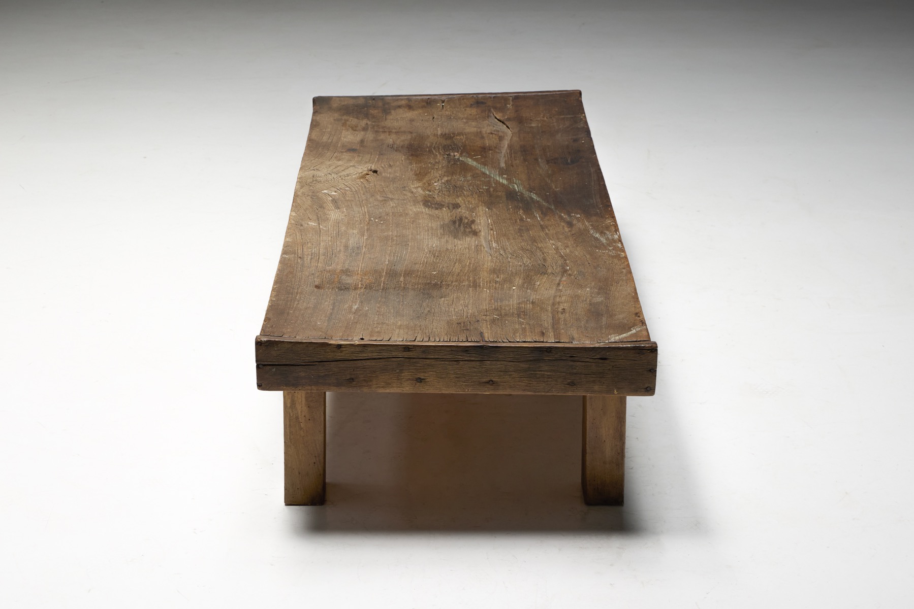 Vernacular rural low farmhouse coffee table in antique wood