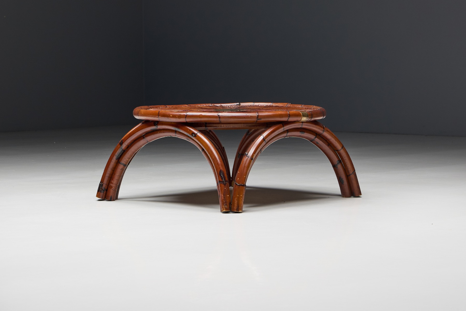 1970s bamboo glam table by Crespi