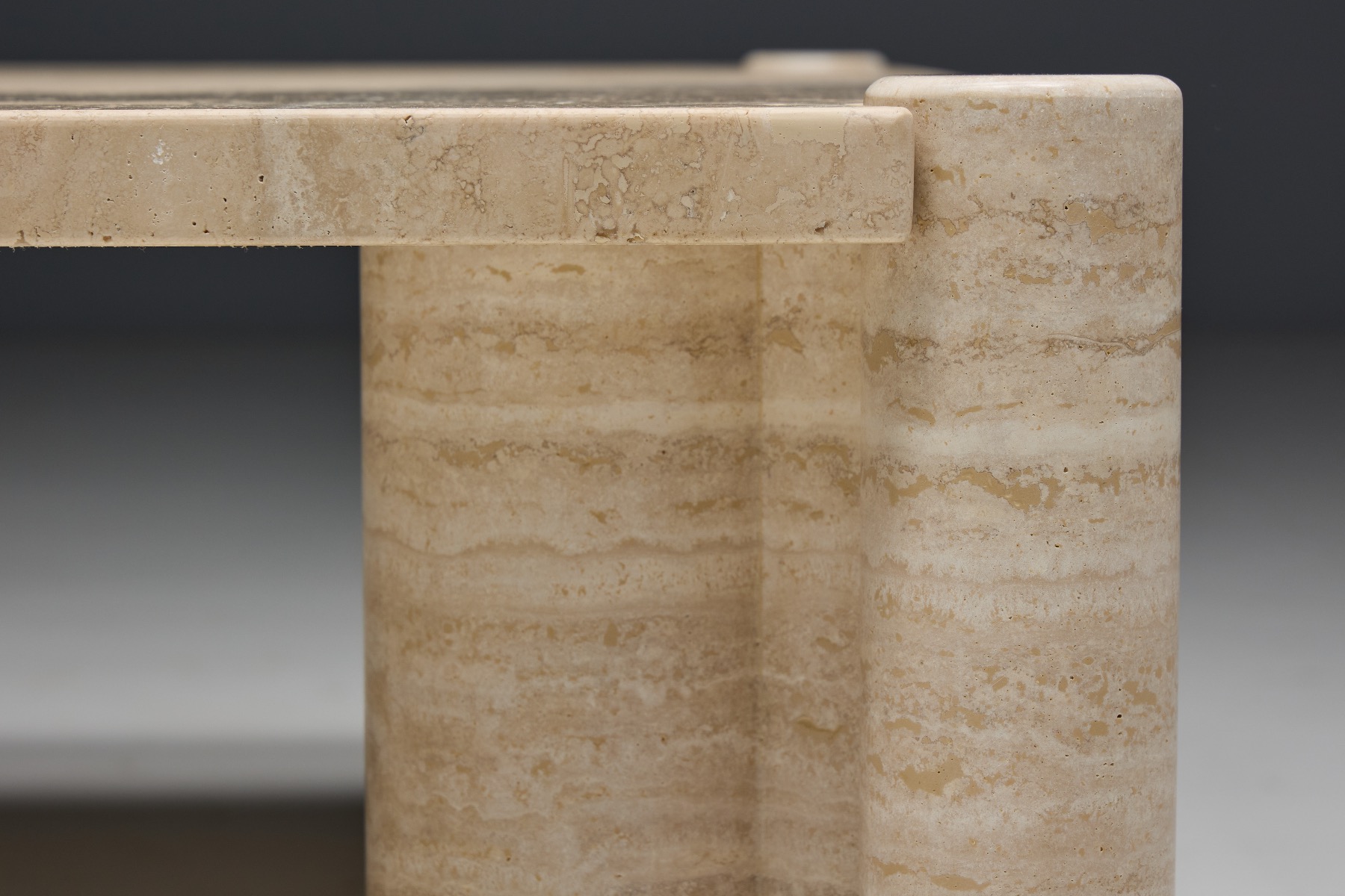 Architectural travertine coffee table