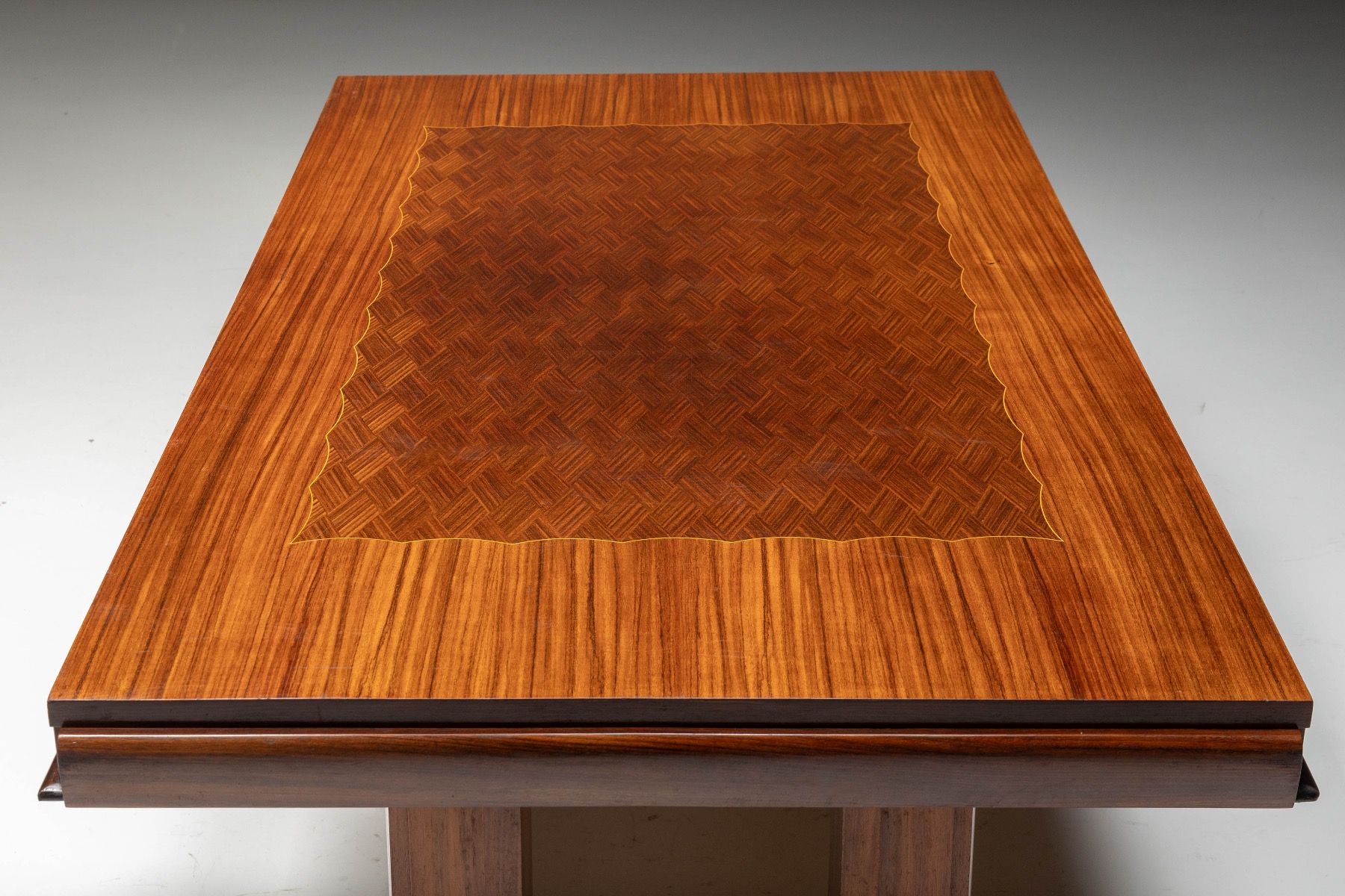 Sculptural wooden legs Art Deco dining table