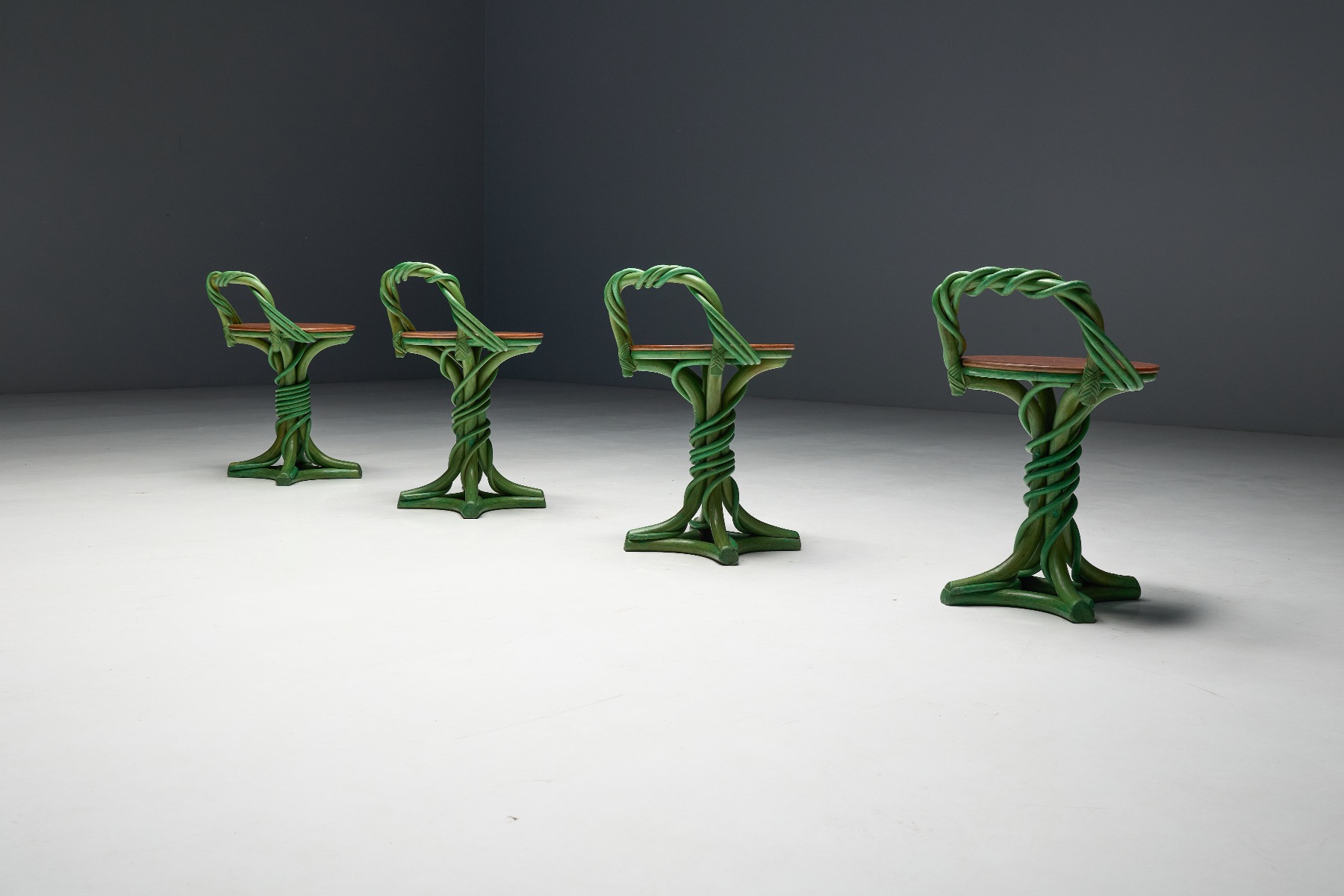 Artistic organic stool with vine inspired design