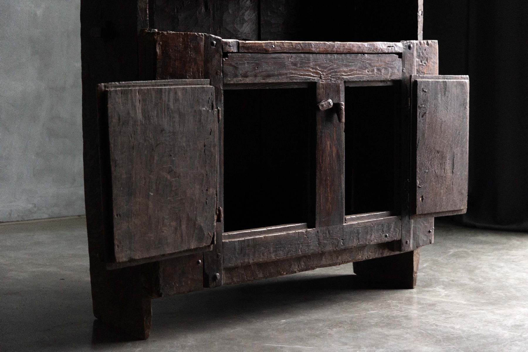 Solid wood rustic cabinet early 18th century
