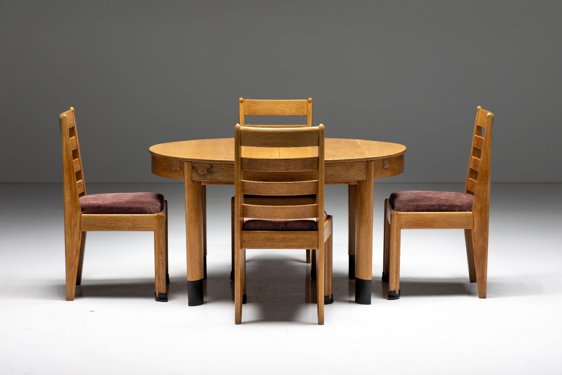 Authentic Dutch rationalist dining table in oak