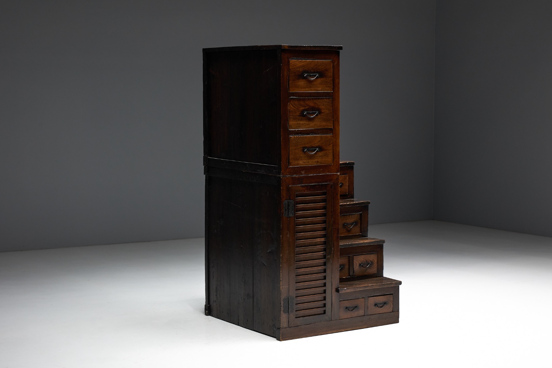 Authentic Kaidan Tansu Japanese stair chest from the 19th century