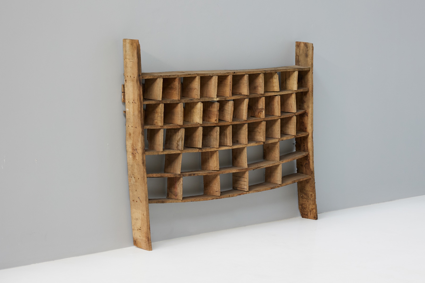 Authentic wabi sabi shelving unit in antique wood