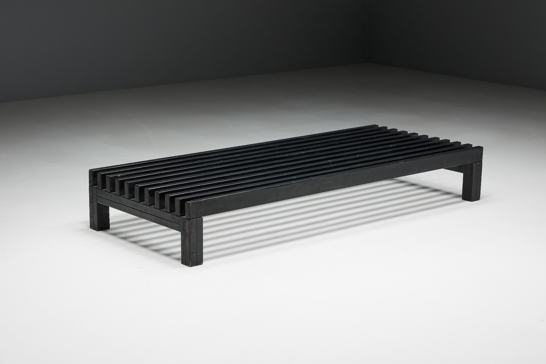 Classic slatted bench or coffee table from the 1960s