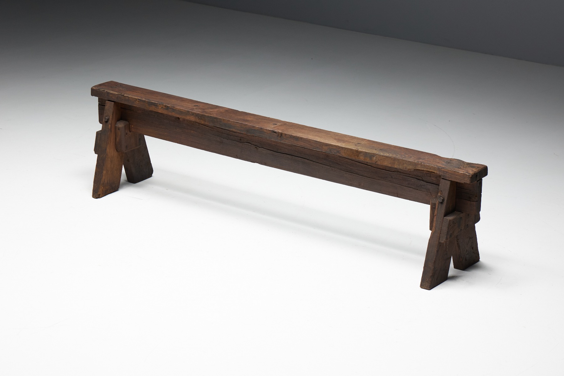 Folk art brutalist bench set 19th century