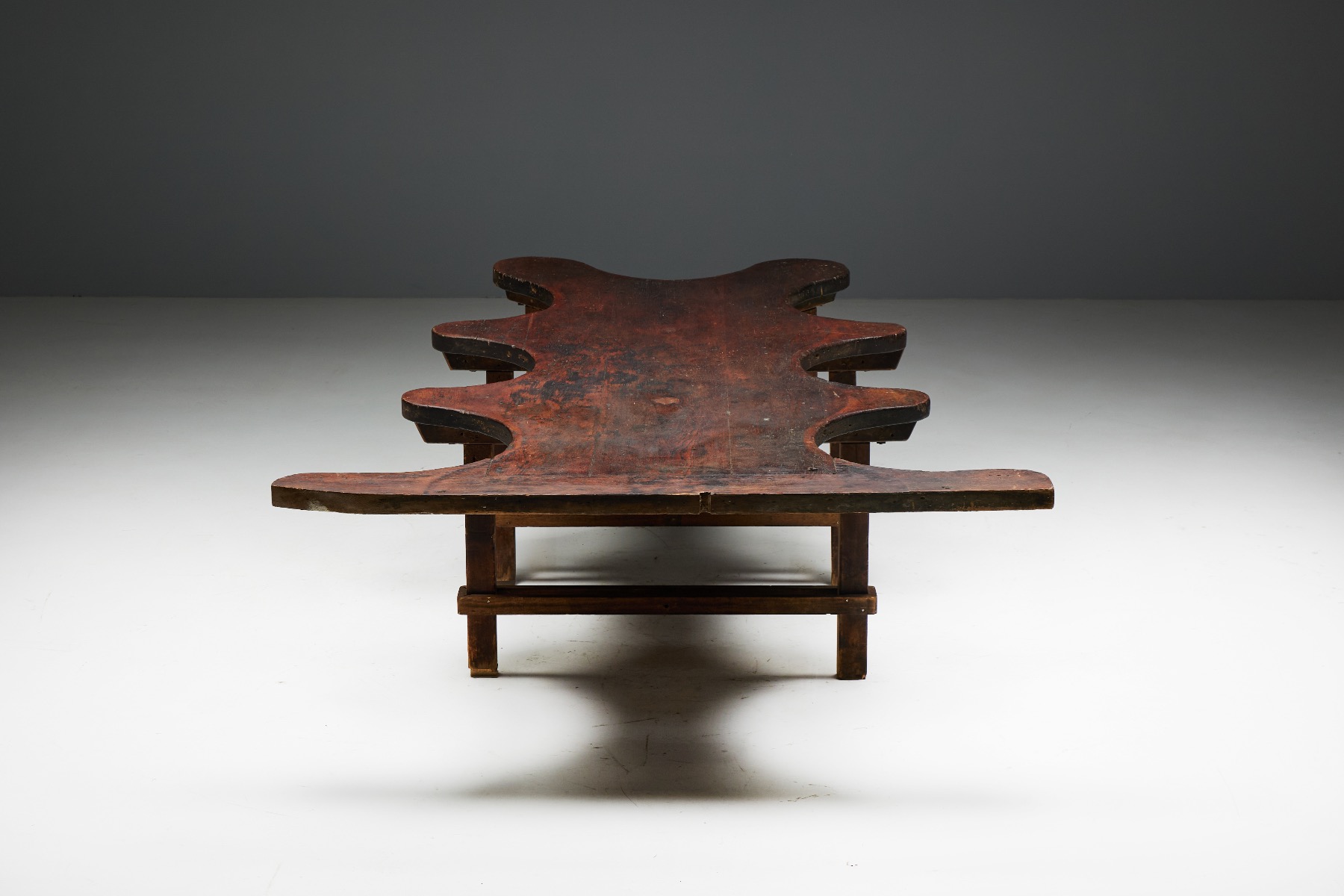 Free form rustic table with natural wood grain