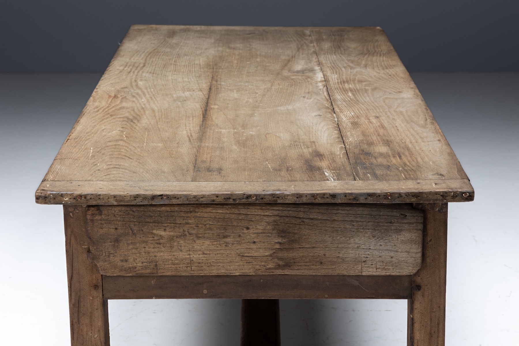 French provincial farmhouse table with two drawers