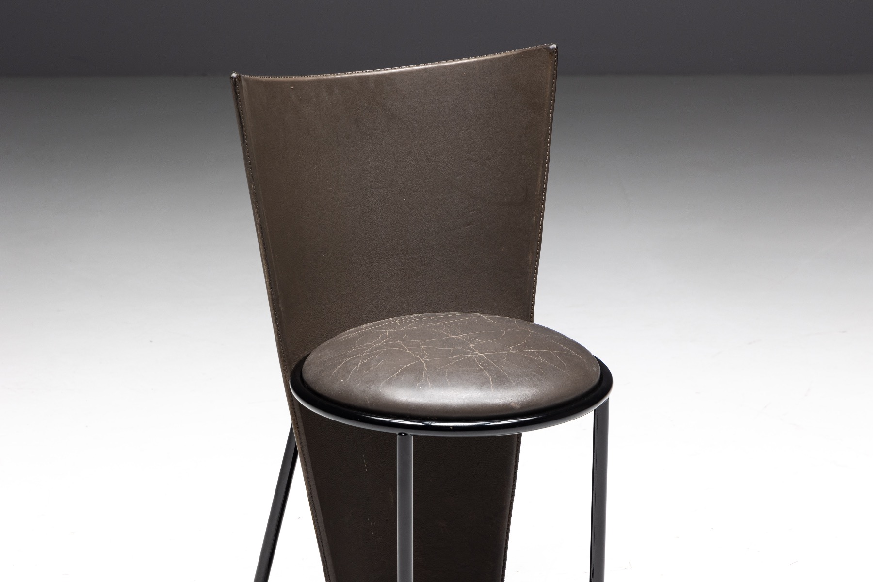 Grey leather seating chairs by Frans van Praet