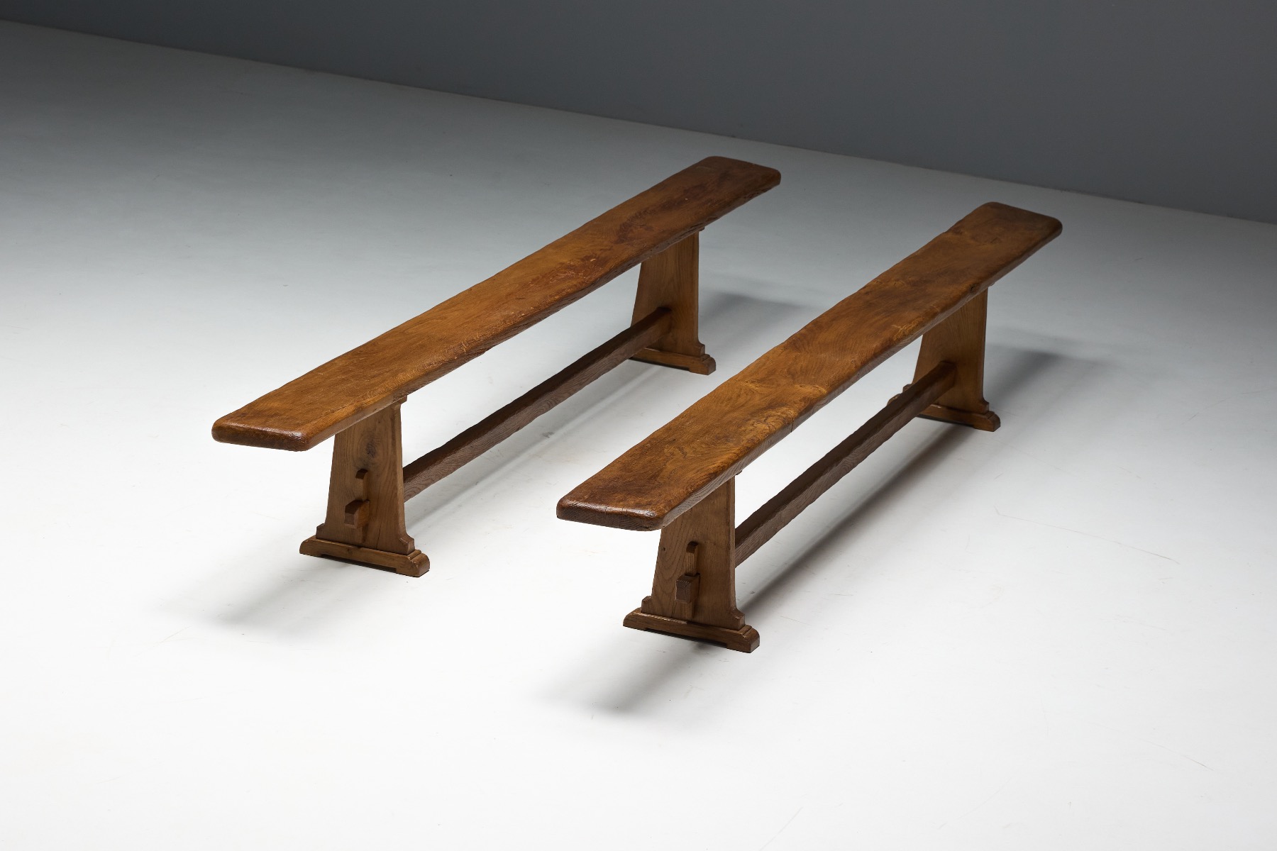 Alpine bench with visible age and honest wear