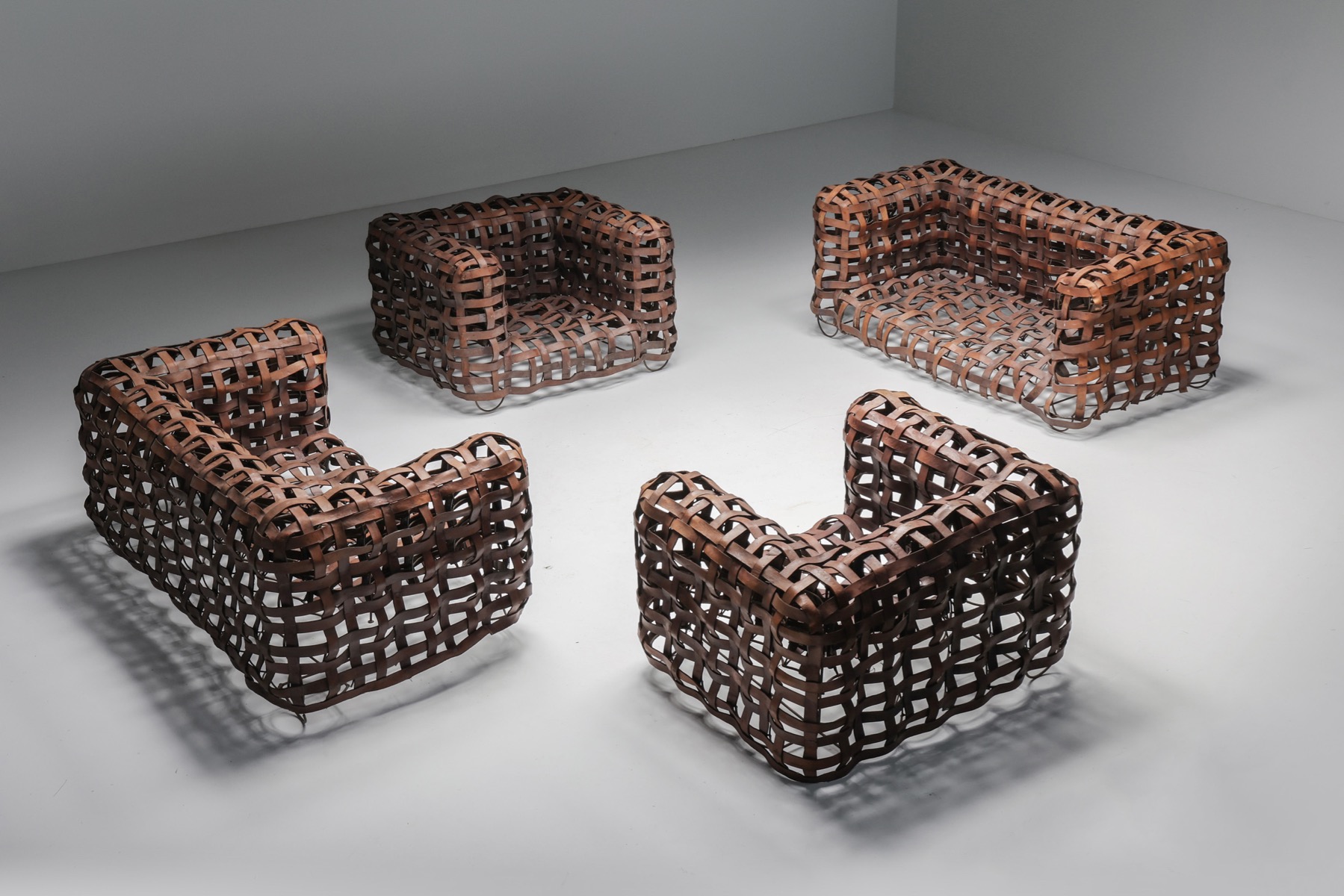 Iconic sculptural leather sofa from the 1950s UK
