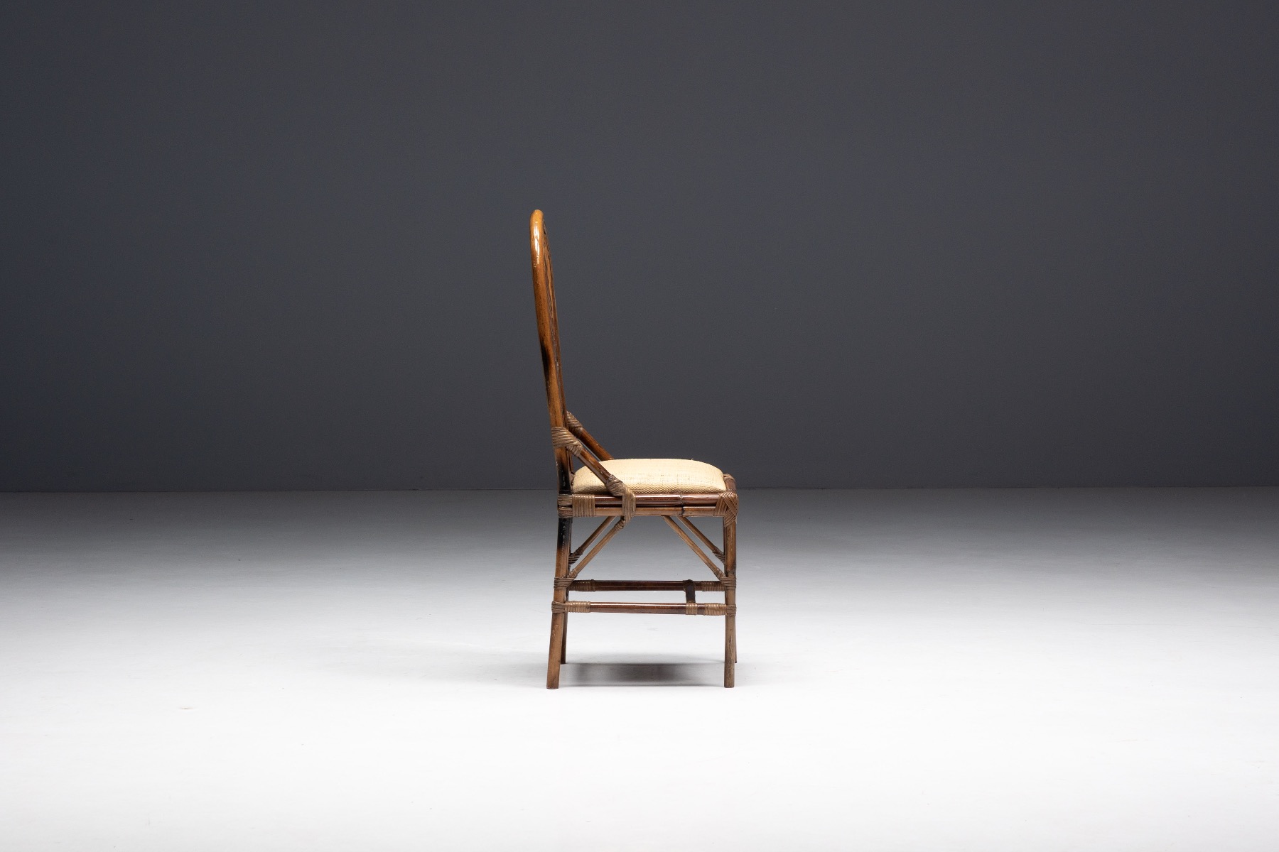 Italian modern chair in bamboo and brass