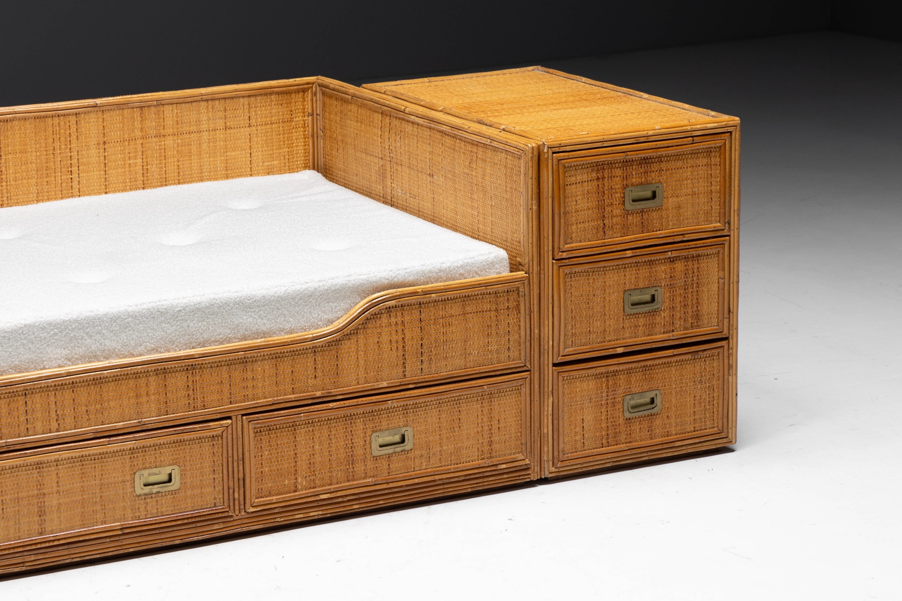 Italian modern bamboo daybed with refined proportions