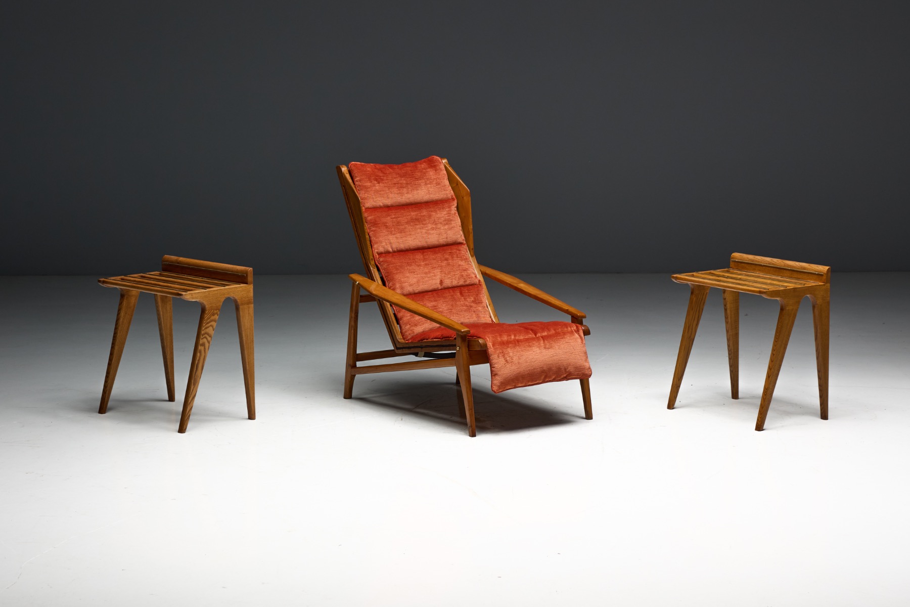 Mid century luggage rack associated with Gio Ponti design